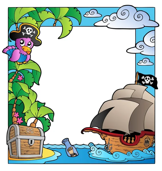 Frame met zee en piraat thema 1 — Stockvector