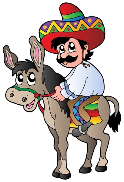Mexicaanse paardrijden ezel — Stockvector