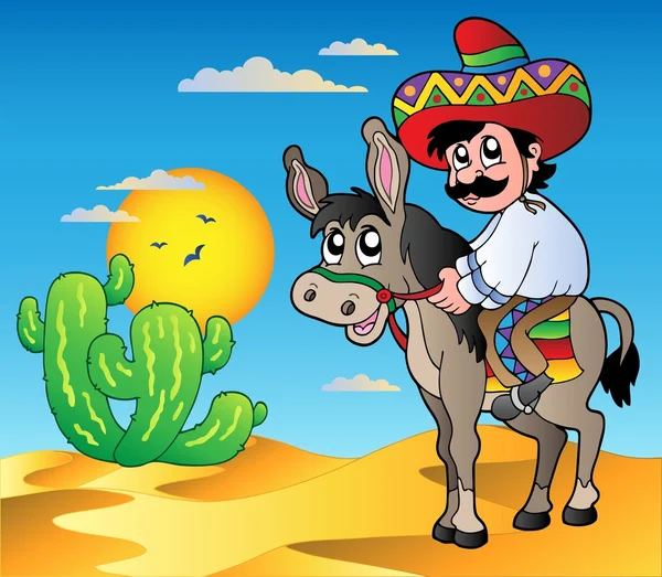 Mexikanischer Reitesel in der Wüste — Stockvektor