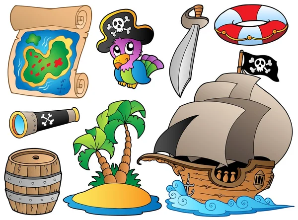 Набір різних піратських об'єктів — стоковий вектор