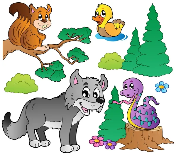 Wald Cartoon Tiere set 2 — Stockvektor