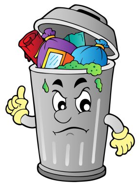 Angry cartoon trash can clipart
