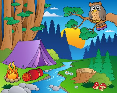 Cartoon forest landscape 5 clipart