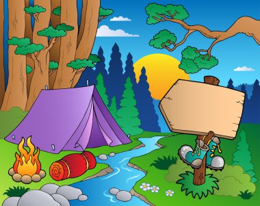 Cartoon forest landscape 6 clipart