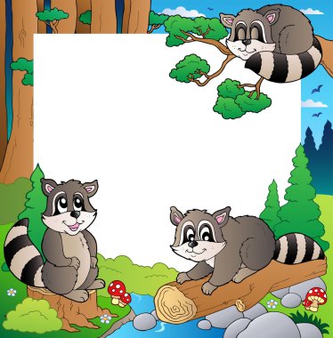 Frame with forest theme 4 clipart