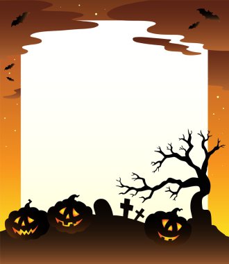 Frame with Halloween scenery 1 clipart