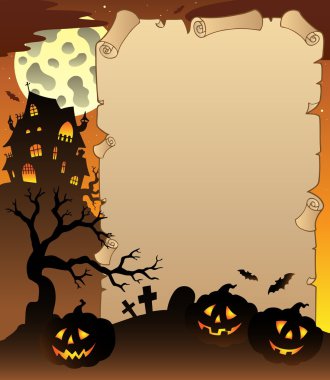 Parchment with Halloween topic 1 clipart