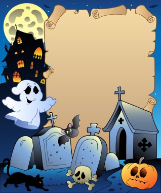 Parchment with Halloween topic 2 clipart