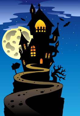 Scene with Halloween mansion 2 clipart