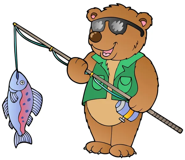 Pescador oso de dibujos animados — Archivo Imágenes Vectoriales