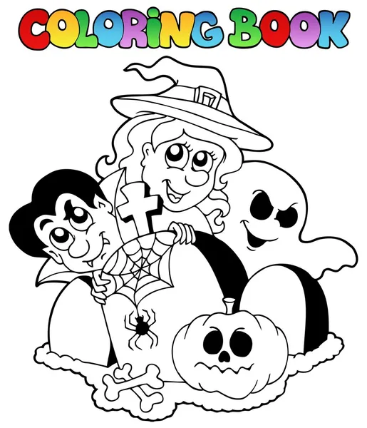 Coloring book Halloween topic 1 — Stock Vector