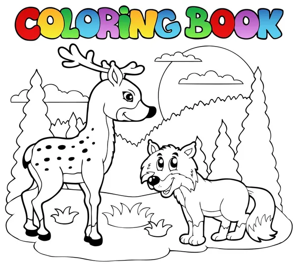 Libro para colorear con animales felices 1 — Vector de stock