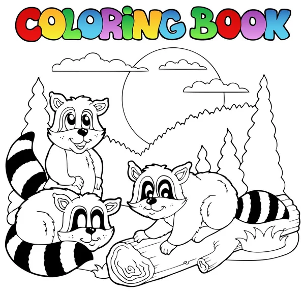 Libro para colorear con animales felices 3 — Vector de stock