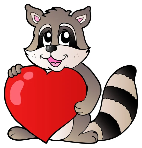 Lindo corazón de retención de mapache — Archivo Imágenes Vectoriales