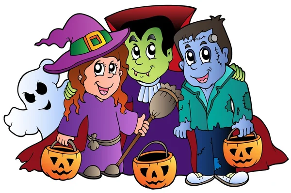 Dolcetto o scherzetto di Halloween personaggi — Vettoriale Stock