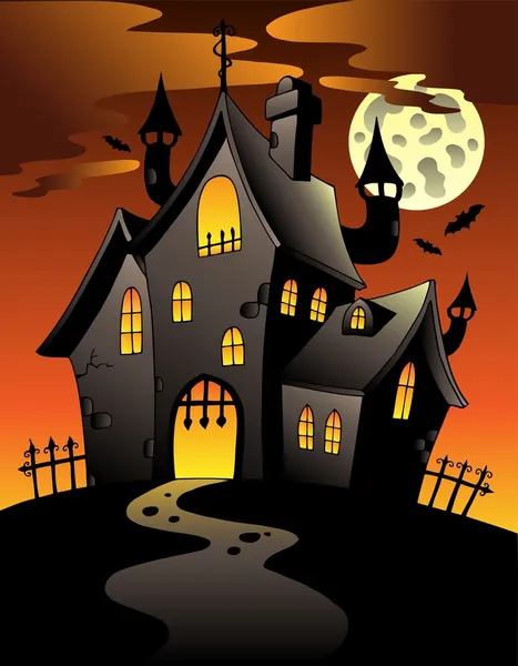 Escena con mansión de Halloween 1 — Vector de stock