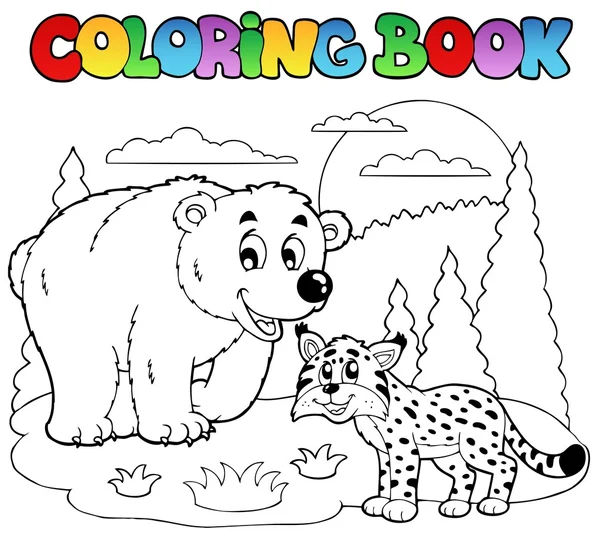 Coloring book with happy animals 4 — Stock Vector