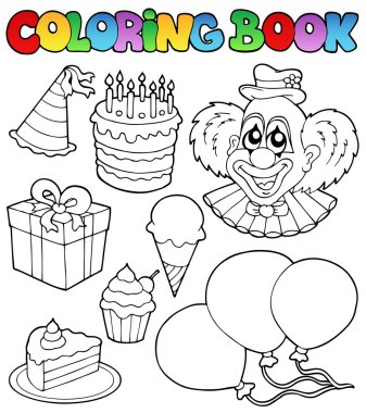 Coloring book with party theme 1 clipart