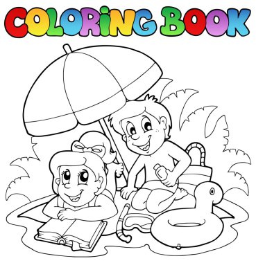 Coloring book with summer theme 2 vector