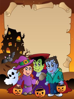 Parchment with Halloween topic 4 clipart