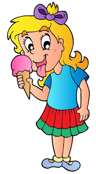 Cartoon meisje met icecream — Stockvector