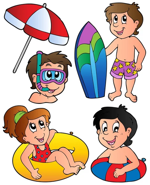 Collection enfants natation — Image vectorielle