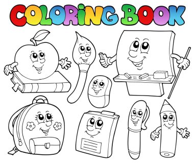 Coloring book school cartoons 5 clipart