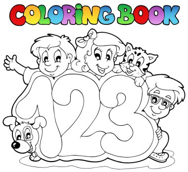 Coloring book school numbers clipart