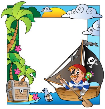 Frame with sea and pirate theme 5 clipart