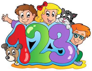 School theme with numbers clipart