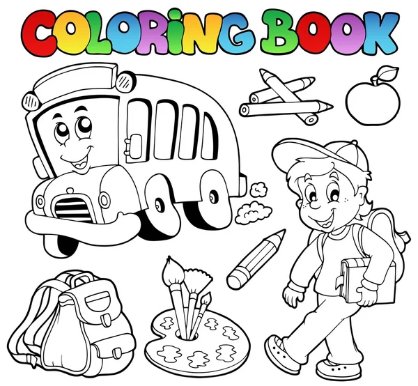 Desenhos animados da escola de livros para colorir 2 —  Vetores de Stock