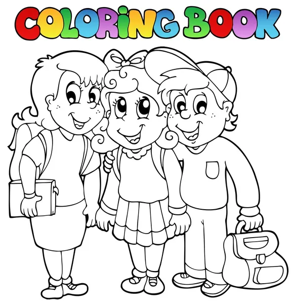 Dibujos animados de la escuela de libros para colorear 6 — Vector de stock