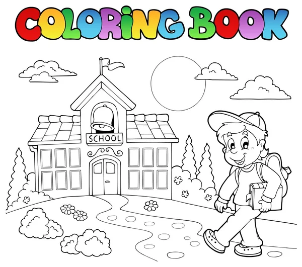 Kitap okul karikatürler 7 boyama — Stok Vektör