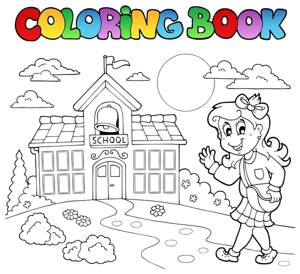Livre à colorier école dessins animés 8 — Image vectorielle