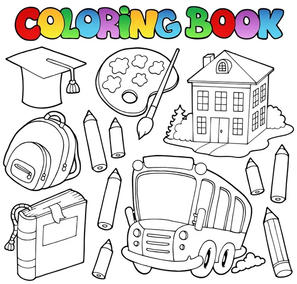 Dibujos animados de la escuela de libros para colorear 9 — Archivo Imágenes Vectoriales