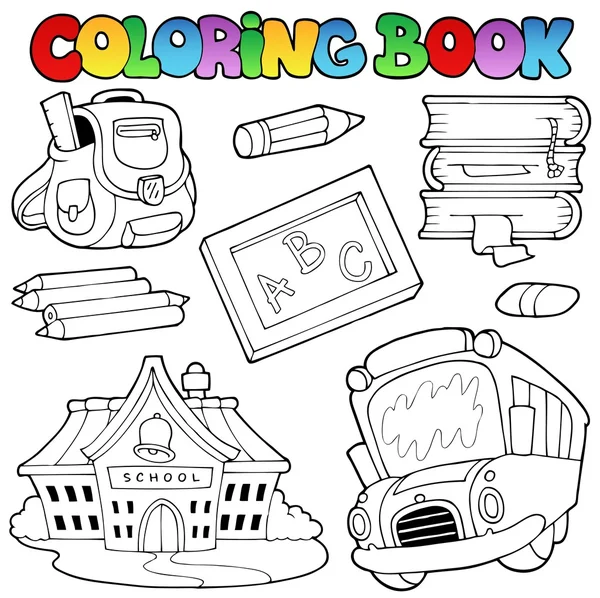 Coloring book school collection 1 — Stock Vector