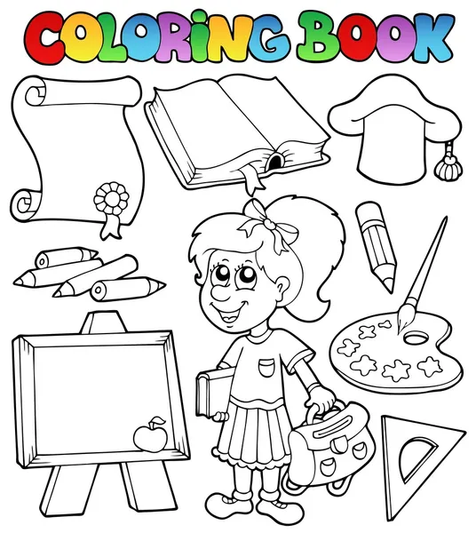 Libro para colorear tema de la escuela 2 — Vector de stock