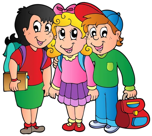 Üç mutlu okul çocukları — Stok Vektör