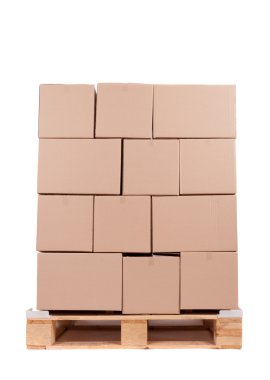Cardboard boxes on wooden palette clipart