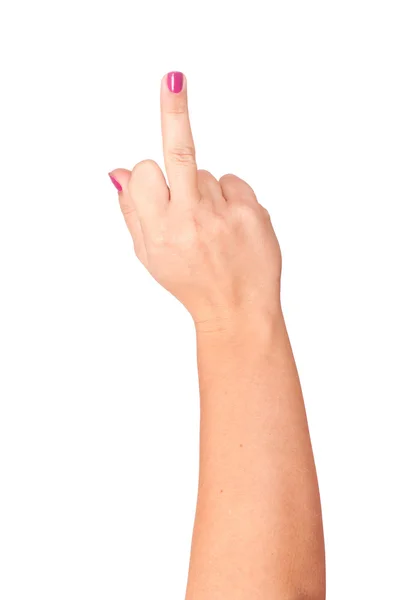 Mão humana exibindo o dedo — Fotografia de Stock