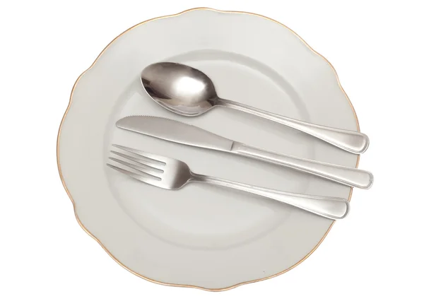Cuchillo de cuchara de tenedor de plato vacío — Foto de Stock