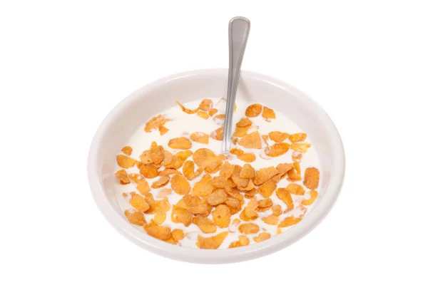 Schüssel mit Cornflakes und Milch — Stockfoto