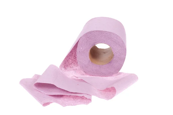 Rulle av rosa toalettpapper — Stockfoto