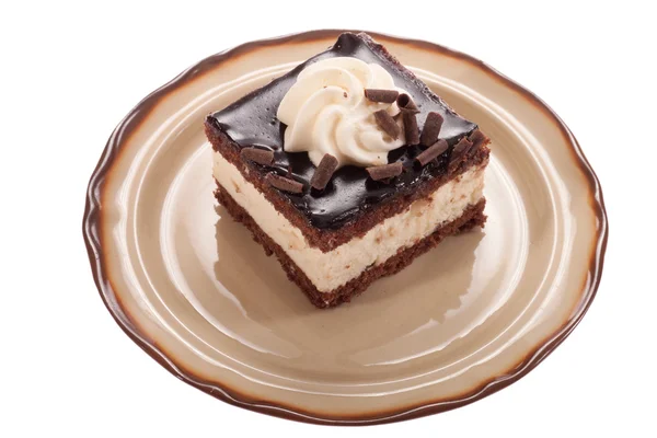 초콜릿 크림 케이크의 조각 — 스톡 사진