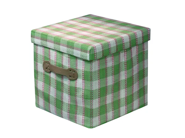 Один кубик зеленого контейнера ізольований на білому, закритому ящику . — стокове фото