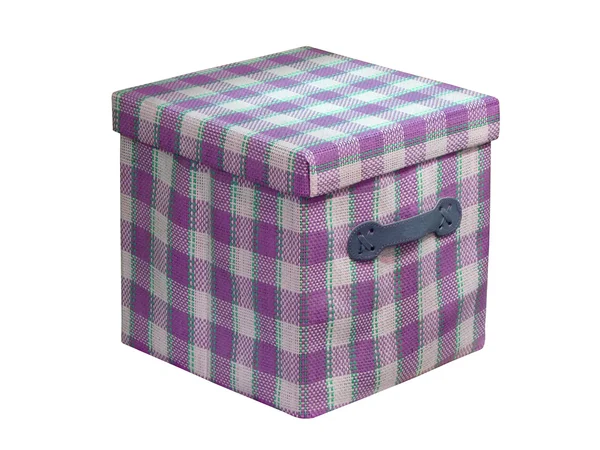 Один кубический фиолетовый контейнер изолирован на белой, закрытой коробке . — стоковое фото