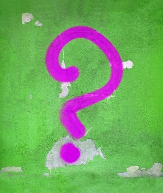 Abstract question sign on wall, vintage details. clipart