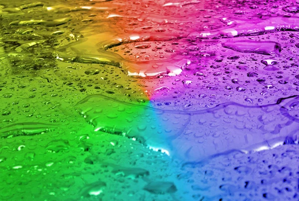 Superficie astratta delle gocce d'acqua arcobaleno, dettagli meteo . — Foto Stock