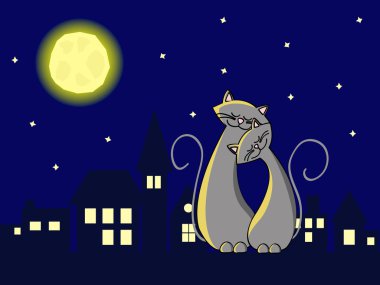 Night cats clipart