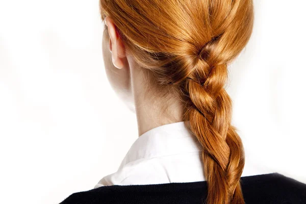 Back view at redhead businesswomen with tail. — Stock Photo, Image